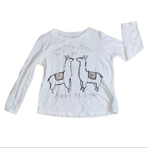 Old Navy Graphic Tee Shirt Girls size 2T Alpaca Ivory Long Sleeve Cotton